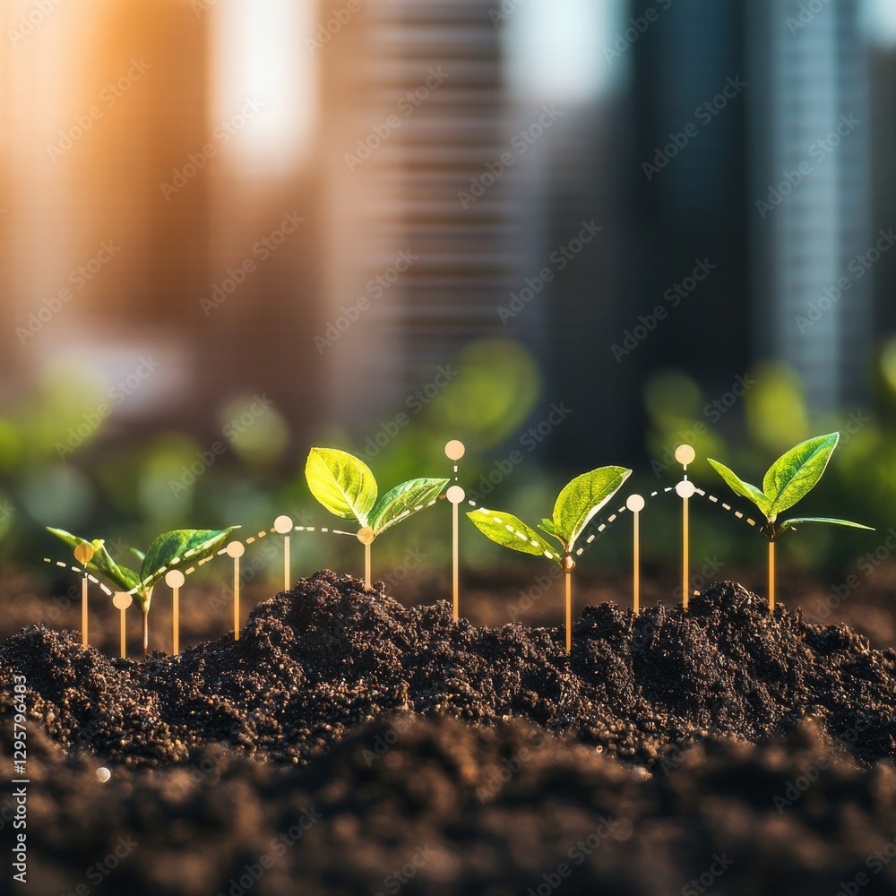 Poster sprouts emerging: a visual representation of growth and progress in business, symbolizing strategy a