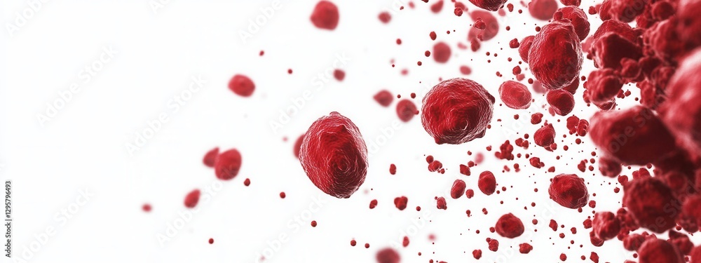Aufkleber abstract representation of red blood cells circulating in a vivid dynamic pattern against a clean wh