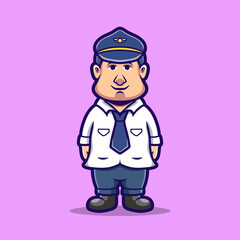Cute cartoon character mascot profession job pilot vector