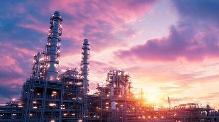 Large industrial refinery complex with numerous pipes and equipment in an outdoor setting