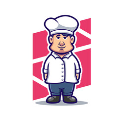 Cute cartoon character mascot profession job chef vector