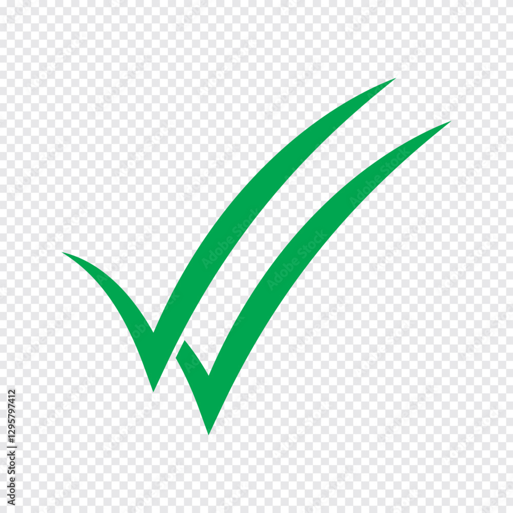 Poster check mark icon. double checkmark vector set. twin tick isolated on white background. delivered mess