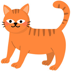 Hand drawn orange cat cartoon illustration 