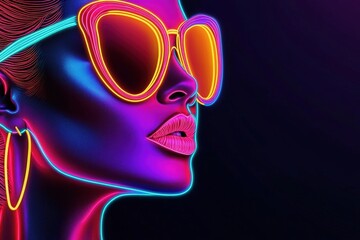An 80s-inspired neon feminist artwork with bold typography and vibrant color gradients, 'Retro Girl Power' © Thanadol