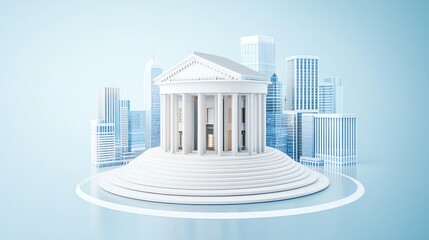 Fintech revolution, banking transformation with AI, 3D illustration