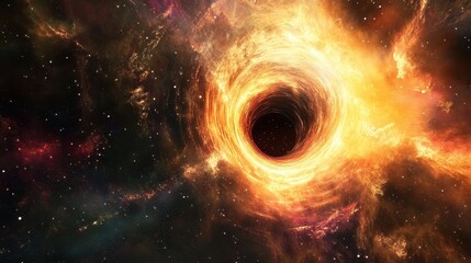 Obraz premium Luminous Whirlpool Galaxy with Black Hole in Cosmic Space Scene