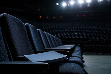 Empty Theater Rows Under Dramatic Spotlight