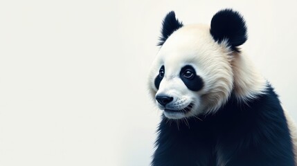 Naklejka premium A Gentle Giant Profile of a Majestic Panda Bear, Its Soft Fur and Dark Eyes Captivating in a Serene Setting