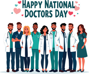 Diverse medical professionals celebrating National Doctors Day