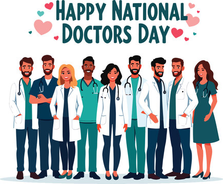 Diverse medical professionals celebrating National Doctors Day