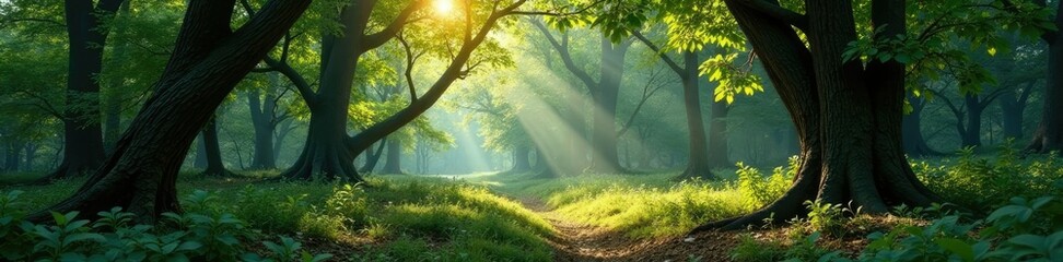 Obraz premium Forest trees with holunder branches intertwined, twigs, entwined, woodlands