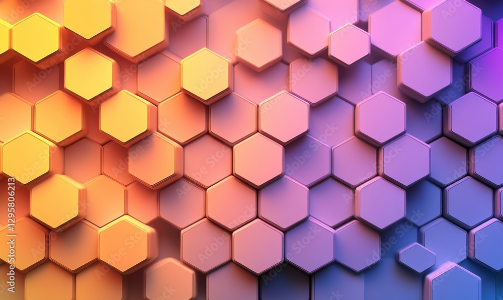 Aufkleber colorful 3d hexagons background for abstract design or tech presentation