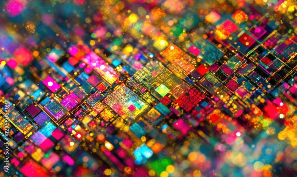 Poster colorful abstract digital blocks background for tech or design projects