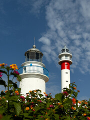 Faro de El Rompido en la ciudad de Cartaya, provincia de Huelva, Andalucía