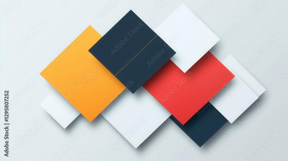 Poster abstract geometric composition of colorful rectangles and squares on a light background, artistic mo