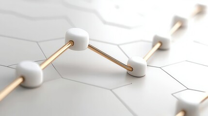 Abstract Gold and White 3D Connection on Hexagonal Grid