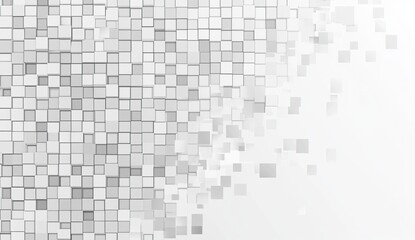 Abstract grayscale pixelated squares, digital art background, disintegrating pattern