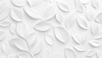 White embossed leaf pattern background