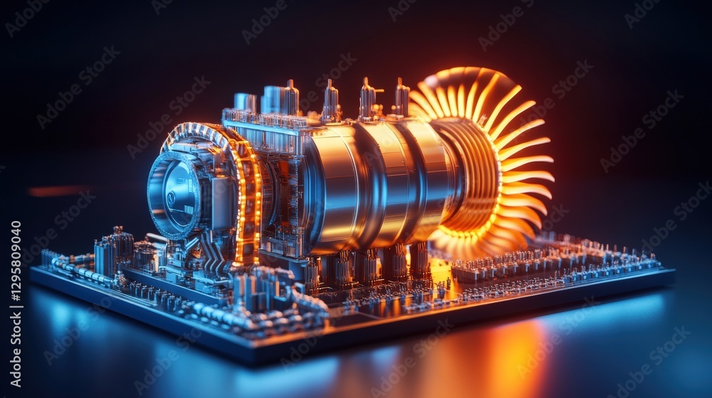 Poster close up of a metal object on a table with soft lighting and textured surface