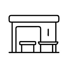 bus stop icon, bus stop line art - simple line art of bus stop, perfect for bus stop logos and icons