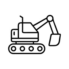 excavator icon, excavator line art - simple line art of excavator, perfect for excavator logos and icons