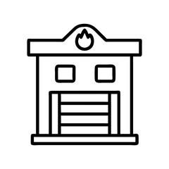 fire station icon, fire station line art - simple line art of fire station, perfect for fire station logos and icons