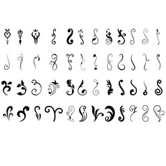 Decorative icon vector set. Ornaments elements illustration sign collection. Decorative elements symbol or logo.