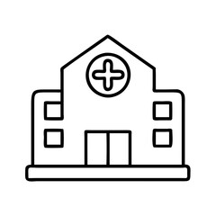 hospital icon, hospital line art - simple line art of hospital, perfect for hospital logos and icons
