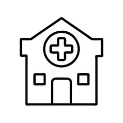 Obraz premium hospital icon, hospital line art - simple line art of hospital, perfect for hospital logos and icons