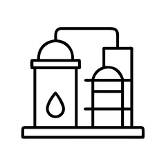 oil refinery icon, oil refinery line art - simple line art of oil refinery, perfect for oil refinery logos and icons