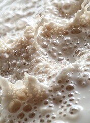 Macro Closeup of Creamy Coconut Milk Coating Sticky Rice with Silky Smooth Sheen