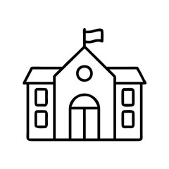 school icon, school line art - simple line art of school, perfect for school logos and icons