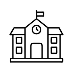 school icon, school line art - simple line art of school, perfect for school logos and icons