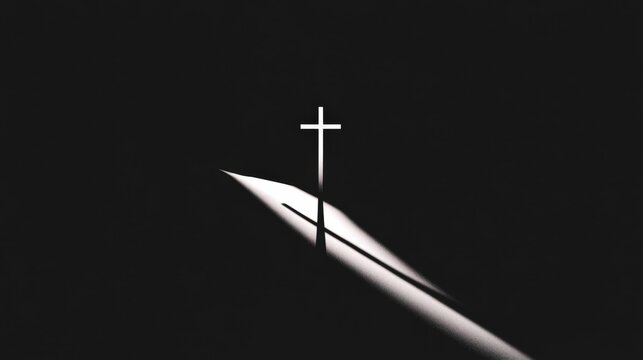 abstract background with christian cross and simple black and white gradients, high contrast, minimalistic design, clean lines, modern and professional