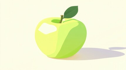 Bright and Fresh Green Apple with Leaf in Minimalist Style and Soft Lighting for Healthy Lifestyle and Nutrition Concepts