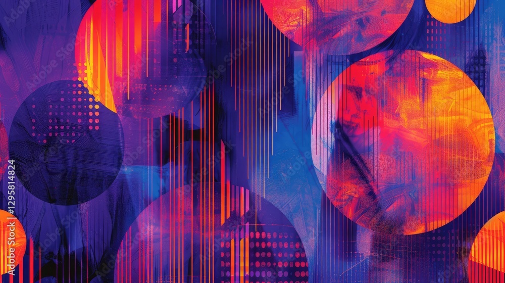 Poster colorful abstract circles and overlapping shapes with vibrant hues. abstract image of geometric shap