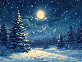 Naklejka premium Magical blue winter Christmas backdrop, New Year greeting