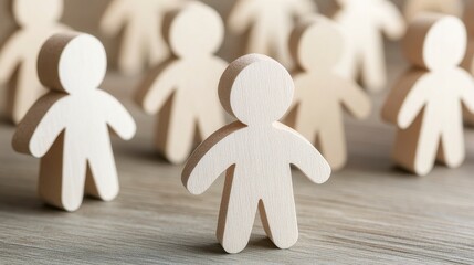 Explore wooden figure concepts depicting teamwork, unity, and community, showcasing diversity and cooperation in various scenarios These versatile illustrations capture the essence of collaboration