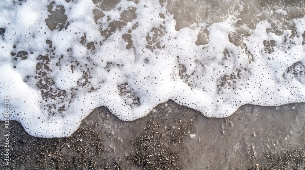 Fototapete gentle ocean waves lapping against the shore creating frothy bubbles in soft sand : generative ai