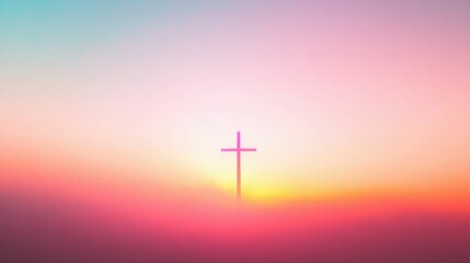 Obraz premium abstract background with christian cross and soft neutral ivory tones, smooth and minimalistic design, elegant simplicity, modern and clean
