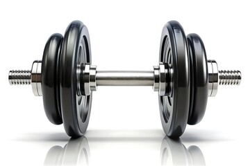 Naklejka premium Dumbbell with Black Weight Plates and Metallic Handle