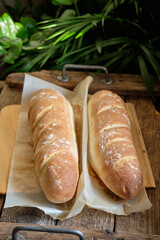fresh bread on a wooden board