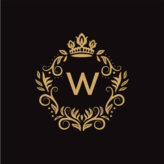 W letter logo design with black background in illustrator, vector logo modern alphabet font overlap style. calligraphy designs for logo, Poster, Invitation, etc.