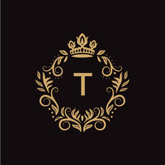 T letter logo design with black background in illustrator, vector logo modern alphabet font overlap style. calligraphy designs for logo, Poster, Invitation, etc.