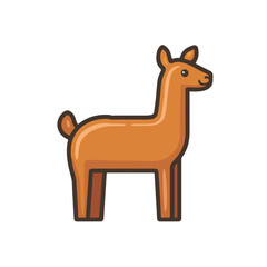 A Simple flat 2D illustration of an alpaca flat design isolated on a white background, vector 2D design, icon, illustration art, flat icon design, vector animal 