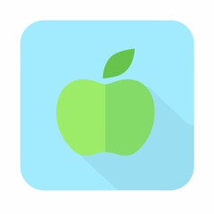 Simple flat 2D icon apple fruit isolated on blue background, vector, flat design, animation design, vector, flat design, animation design, simple flat 2D icon, minimalist design, clipart