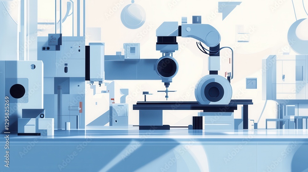 Poster advanced robotic arm in a high-tech manufacturing environment with modern machinery and equipment fo