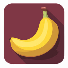 A Simple flat 2D icon banana isolated on blue background, vector, flat design, animation design, vector, flat design, animation design, minimalist design, clipart fruits