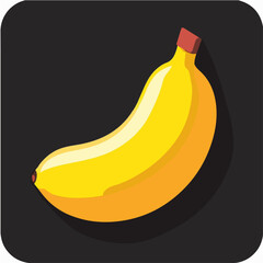 A Simple flat 2D icon banana isolated on blue background, vector, flat design, animation design, vector, flat design, animation design, minimalist design, clipart fruits