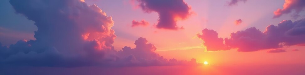 Fototapeta premium Sunset-colored clouds at dusk with gentle breeze, soft focus, gentle breeze